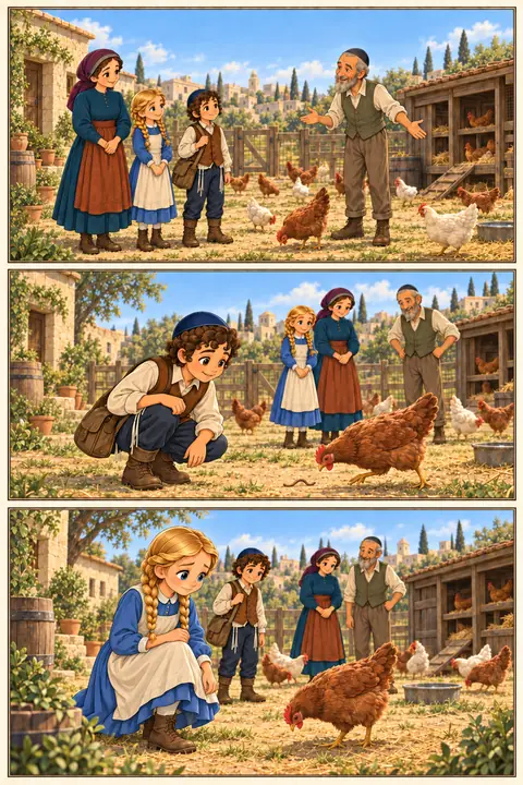 Illustration from Book 8, Sarah and the Shabbat Chickens