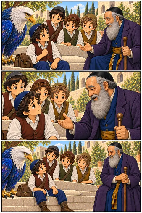 Illustration from Book 9, The Day Moishy Forgot His Name